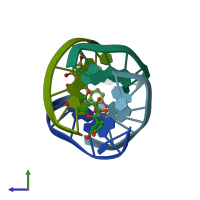 PDB entry 2ms6 coloured by chain, side view.