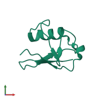 Monomeric assembly 1 of PDB entry 2msg coloured by chemically distinct molecules, front view.