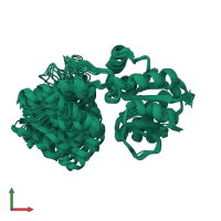 PDB entry 2msn coloured by chain, ensemble of 20 models, front view.