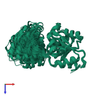 PDB entry 2msn coloured by chain, ensemble of 20 models, top view.