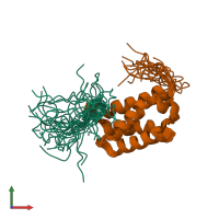 PDB entry 2msr coloured by chain, ensemble of 20 models, front view.