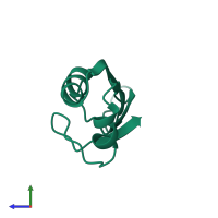 PDB entry 2mss coloured by chain, side view.