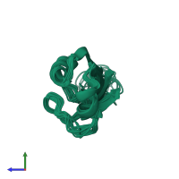 PDB entry 2mst coloured by chain, ensemble of 20 models, side view.