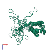 PDB entry 2msy coloured by chain, ensemble of 20 models, top view.
