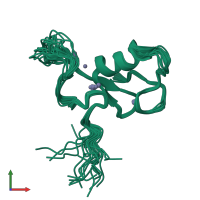 PDB entry 2mt5 coloured by chain, ensemble of 20 models, front view.