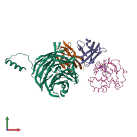 PDB entry 2mta coloured by chain, front view.