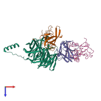 PDB entry 2mta coloured by chain, top view.