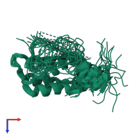 PDB entry 2mtn coloured by chain, ensemble of 20 models, top view.