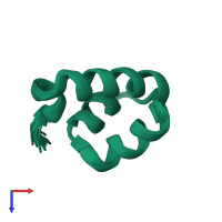 PDB entry 2mun coloured by chain, ensemble of 25 models, top view.