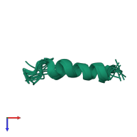 PDB entry 2mvh coloured by chain, ensemble of 10 models, top view.