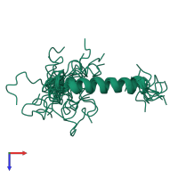 PDB entry 2mvn coloured by chain, ensemble of 20 models, top view.