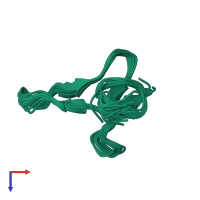 PDB entry 2mw7 coloured by chain, ensemble of 20 models, top view.