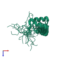 PDB entry 2mw8 coloured by chain, ensemble of 20 models, top view.