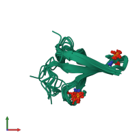 PDB entry 2mx4 coloured by chain, ensemble of 20 models, front view.