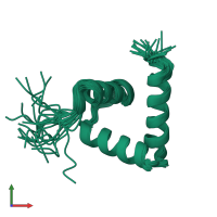 PDB entry 2mxd coloured by chain, ensemble of 20 models, front view.