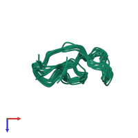 PDB entry 2mxq coloured by chain, ensemble of 10 models, top view.