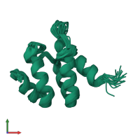 PDB entry 2mxt coloured by chain, ensemble of 19 models, front view.