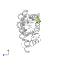 SULFATE ION in PDB entry 2mye, assembly 1, side view.