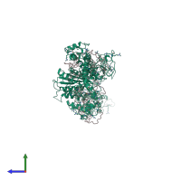 PDB entry 2mys coloured by chain, side view.