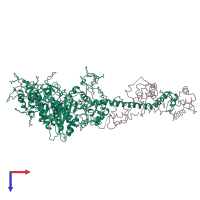 PDB entry 2mys coloured by chain, top view.