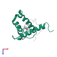 Histone acetyltransferase p300 in PDB entry 2mzd, assembly 1, top view.