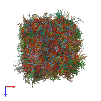 PDB entry 2mzh coloured by chain, ensemble of 20 models, top view.