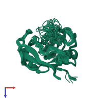 PDB entry 2mzu coloured by chain, ensemble of 20 models, top view.