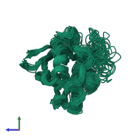 PDB entry 2n0t coloured by chain, ensemble of 40 models, side view.