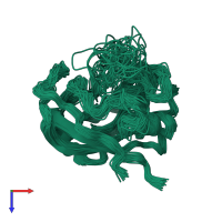 PDB entry 2n0t coloured by chain, ensemble of 40 models, top view.