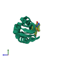 PDB entry 2n0w coloured by chain, ensemble of 20 models, side view.