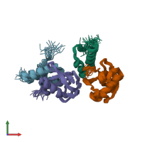 PDB entry 2n13 coloured by chain, ensemble of 20 models, front view.