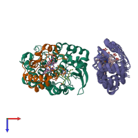 PDB entry 2n18 coloured by chain, ensemble of 15 models, top view.