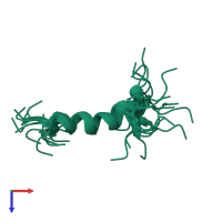 PDB entry 2n1c coloured by chain, ensemble of 20 models, top view.