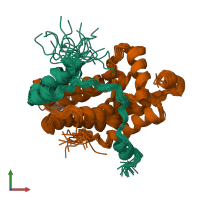 PDB entry 2n1d coloured by chain, ensemble of 20 models, front view.