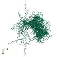 PDB entry 2n1i coloured by chain, ensemble of 20 models, top view.