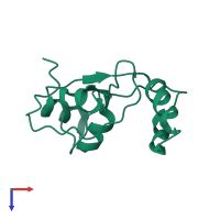 PDB entry 2n1l coloured by chain, top view.