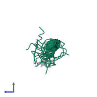 PDB entry 2n24 coloured by chain, ensemble of 20 models, side view.