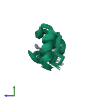 PDB entry 2n26 coloured by chain, ensemble of 20 models, side view.