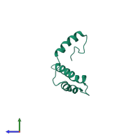 PDB entry 2n28 coloured by chain, side view.