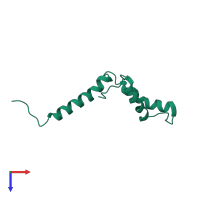 PDB entry 2n28 coloured by chain, top view.