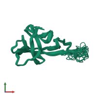 PDB entry 2n2e coloured by chain, ensemble of 20 models, front view.