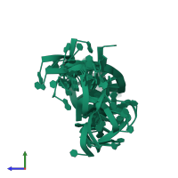 PDB entry 2n2o coloured by chain, ensemble of 10 models, side view.