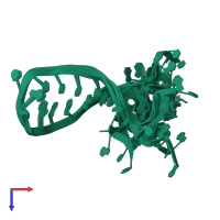 PDB entry 2n2o coloured by chain, ensemble of 10 models, top view.