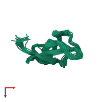 PDB entry 2n2q coloured by chain, ensemble of 20 models, top view.