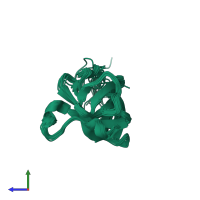 PDB entry 2n32 coloured by chain, ensemble of 20 models, side view.