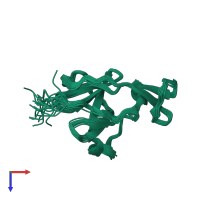 PDB entry 2n32 coloured by chain, ensemble of 20 models, top view.
