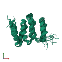 PDB entry 2n3t coloured by chain, ensemble of 10 models, front view.