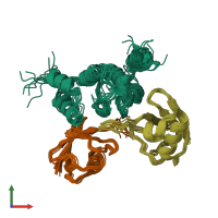 PDB entry 2n3w coloured by chain, ensemble of 10 models, front view.