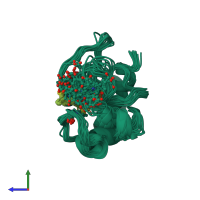 PDB entry 2n3y coloured by chain, ensemble of 20 models, side view.