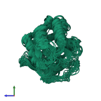 PDB entry 2n42 coloured by chain, ensemble of 20 models, side view.